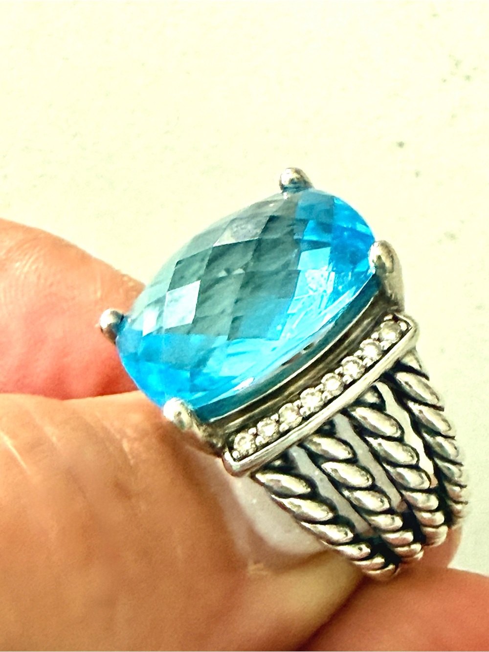 David Yurman Wheaton Blue Topaz Ring 5 1/2 - Picture 9 of 16